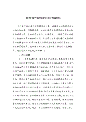 (11篇)廉洁纪律方面存在的问题及整改措施专题资料.docx
