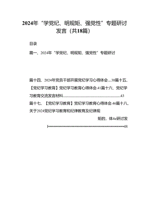 2024年“学党纪、明规矩、强党性”专题研讨发言18篇（精选）.docx