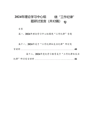2024年理论学习中心组围绕“工作纪律”专题研讨发言12篇（详细版）.docx