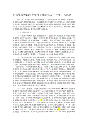 市国资委2024年半年度工作总结及下半年工作思路.docx