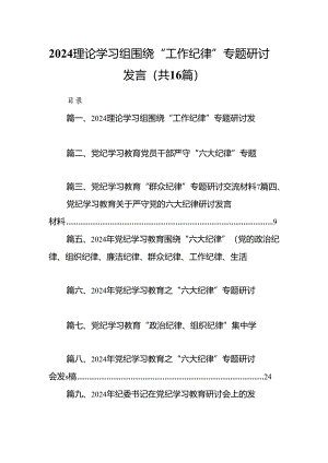 理论学习组围绕“工作纪律”专题研讨发言16篇供参考.docx