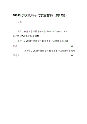 2024年六大纪律研讨发言材料（共12篇）.docx