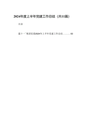 （11篇）2024年度上半年党建工作总结（详细版）.docx