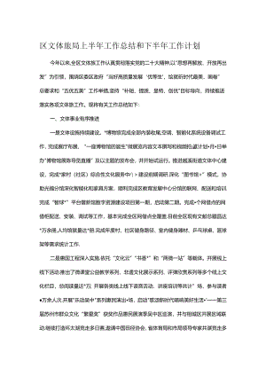 区文体旅局上半年工作总结和下半年工作计划.docx