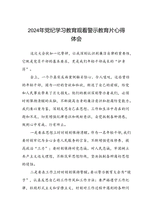党员干部2024年党纪学习教育观看警示教育片优秀心得体会发言材料(15篇).docx