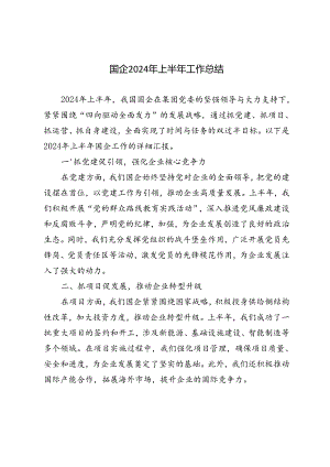 4篇 国企2024年上半年工作总结.docx