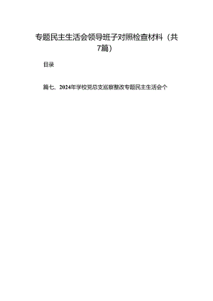 专题民主生活会领导班子对照检查材料7篇（详细版）.docx