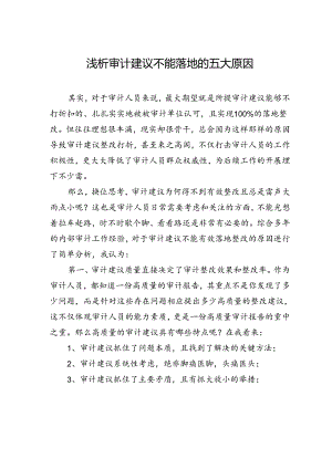 浅析审计建议不能落地的五大原因.docx