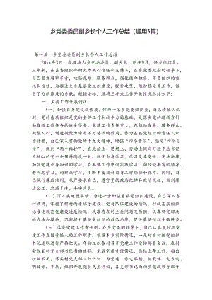 乡党委委员副乡长个人工作总结(通用3篇).docx