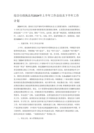 综合行政执法局2024年上半年工作总结及下半年工作计划.docx