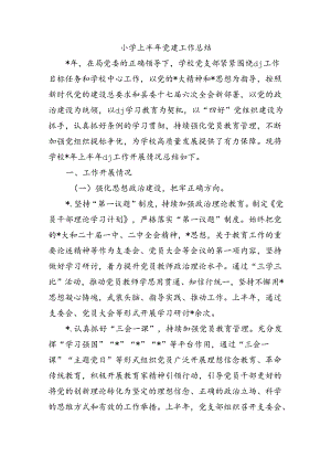 小学上半年党建工作总结.docx
