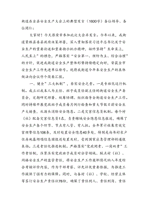 街道在全县安全生产大会上的典型发言.docx