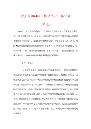 党支部2024年工作总结及工作计划.docx