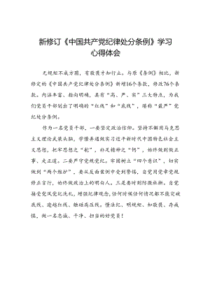 2024版新修订中国共产党纪律处分条例读书班交流发言材料十篇.docx