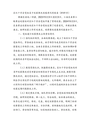 区红十字会党组关于巡察整改进展情况的报告（4141字）.docx