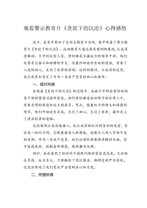 观看警示教育片《贪欲下的沉沦》心得感悟.docx
