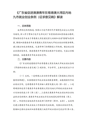 《广东省促进港澳青年在粤港澳大湾区内地九市就业创业条例（征求意见稿）》解读.docx