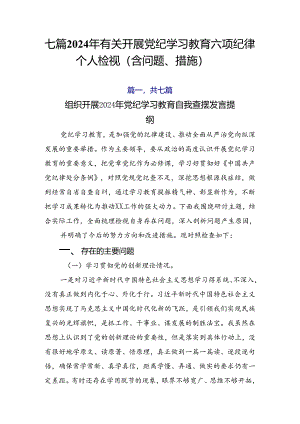 七篇2024年有关开展党纪学习教育六项纪律个人检视（含问题、措施）.docx