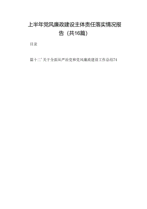2024上半年党风廉政建设主体责任落实情况报告16篇（详细版）.docx