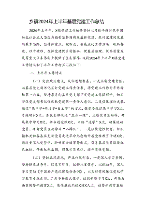 乡镇2024年上半年基层党建工作总结.docx