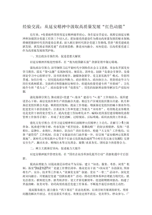 经验交流：从延安精神中汲取高质量发展“红色动能”.docx