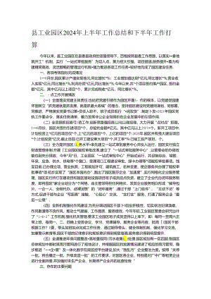 县工业园区2024年上半年工作总结和下半年工作打算.docx
