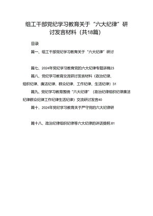 组工干部党纪学习教育关于“六大纪律”研讨发言材料18篇（详细版）.docx