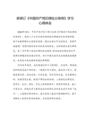 2024版新修订中国共产党纪律处分条例心得体会参考范文十篇.docx