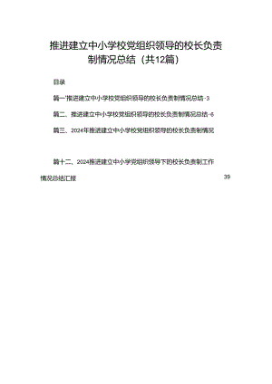 推进建立中小学校党组织领导的校长负责制情况总结(精选12篇).docx