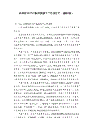 县政府2023年民生实事工作总结范文(通用6篇).docx