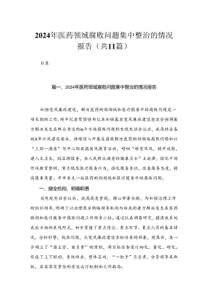 2024年医药领域腐败问题集中整治的情况报告（共11篇）.docx