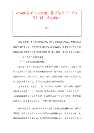 2024医院卫生院党建工作总结及工作计划.docx
