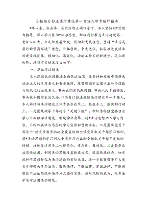 乡镇履行推进法治建设第一责任人职责述职报告.docx