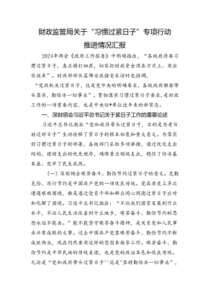 财政监管局关于“习惯过紧日子”专项行动推进情况汇报.docx