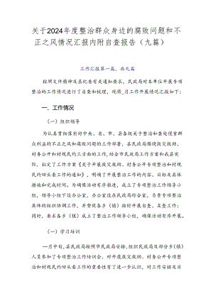 关于2024年度整治群众身边的腐败问题和不正之风情况汇报内附自查报告（九篇）.docx