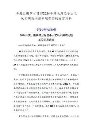 多篇汇编学习贯彻2024年群众身边不正之风和腐败问题专项整治的发言材料.docx