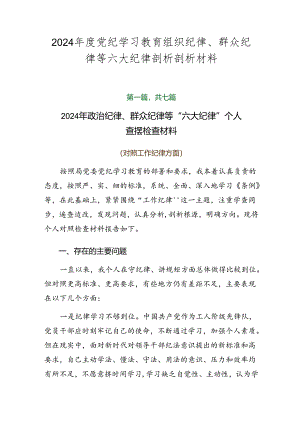 2024年度党纪学习教育组织纪律、群众纪律等六大纪律剖析剖析材料.docx