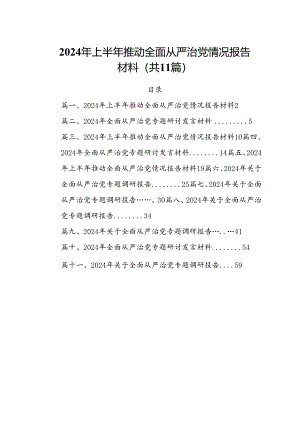(11篇)2024年上半年推动全面从严治党情况报告材料（精编版）.docx