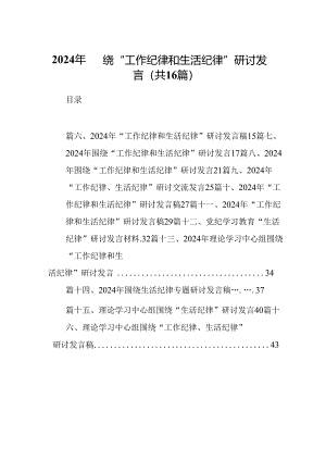 2024年围绕“工作纪律和生活纪律”研讨发言十六篇精选.docx