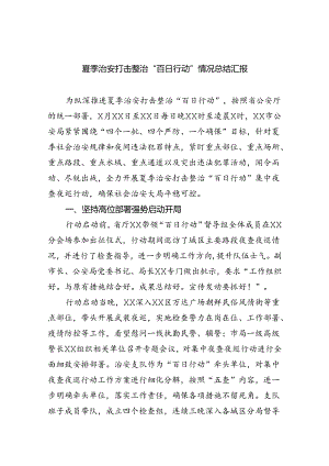 2024夏季治安打击整治“百日行动”情况总结汇报六篇（精选）.docx