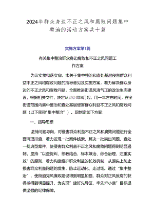 2024年群众身边不正之风和腐败问题集中整治的活动方案共十篇.docx