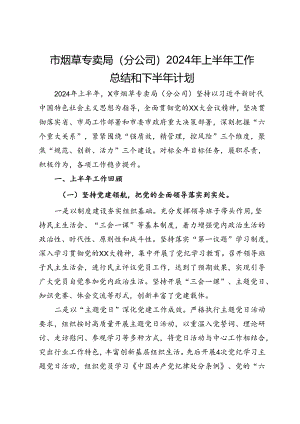 市烟草专卖局（分公司）2024年上半年工作总结和下半年计划.docx