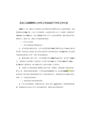 区总工会2024年上半年工作总结及下半年工作计划.docx
