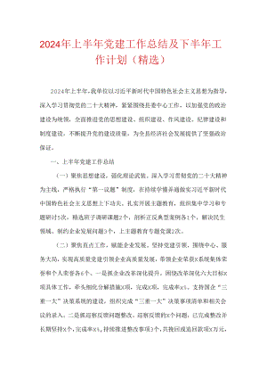 2024年上半年党建工作总结及下半年工作计划（精选） .docx