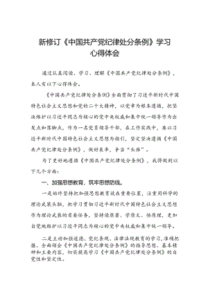 《2024新版中国共产党纪律处分条例》心得体会十篇.docx