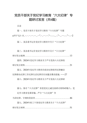 党员干部关于党纪学习教育“六大纪律”专题研讨发言9篇（详细版）.docx