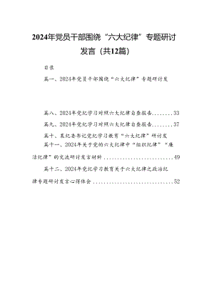 2024年党员干部围绕“六大纪律”专题研讨发言12篇（详细版）.docx