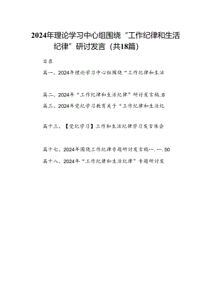 2024年理论学习中心组围绕“工作纪律和生活纪律”研讨发言18篇专题资料.docx