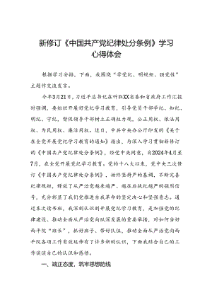 2024版新修订中国共产党纪律处分条例读书班研讨发言参考范文十篇.docx