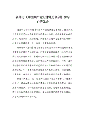 学习2024新版中国共产党纪律处分条例的心得体会发言材料二十二篇.docx